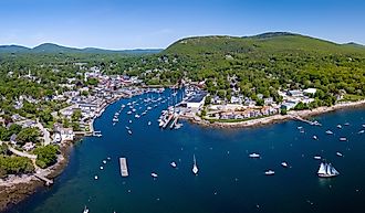 Aerial view of Camden, Maine.