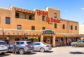 Downtown McCarthy's plaza square in Taos, New Mexico. Image credit Andriy Blokhin via Shutterstock