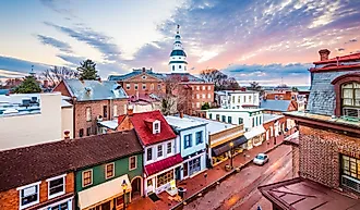 View of Chesapeake City from the Chesapeake City Bridge, Maryland.