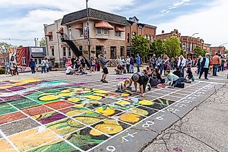 Chalk the Walk in Mount Vernon, Iowa. Image credit: Jessica Connery / Shutterstock