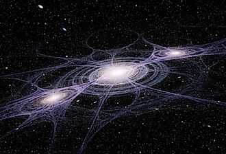 Abstract view of the cosmic web and galactic structure.