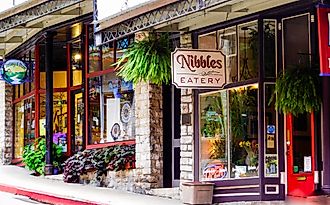 Shops in downtown Eureka Springs, Arkansas. Editorial credit: rjjones / Shutterstock.com.