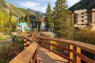 Boardwalk in Taos Ski Valley, New Mexico.