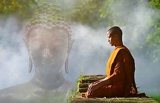 A Buddhist monk in meditation.