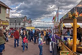 People enjoy the Annual Applefest, Bayfield, Wisconsin. Image credit Jacob Boomsma via Shutterstock
