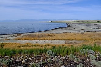 Lake shore landscape of Great Salt Lake in Utah