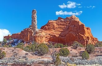 Limestone Pinnacle Protruding From a Sandstone Ridge in Kodachrome Basin State Park in Utah. 