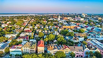 Rainbow Row in Downtown Charleston, South Carolina.