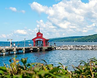The Pier House on Seneca Lake at Watkins Glen, New York.