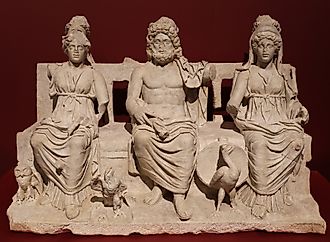 Capitoline Triad of Juno, Jupiter, and Minerva, ancient Roman deities.