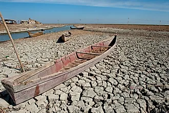Droughts in the southern marshes of Iraq have lead to desertification.