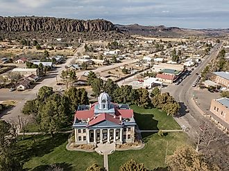 Aerial view of the Courthouse in Fort Davis, TX.
