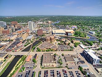 Aerial view of the city of Rochester in southeast Minnesota.