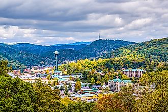 Aerial view of Gatlinburg, Tennessee.