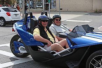 Smiling recreators at the annual Americade motorcycle rally (2017). Image: user a katz - Shutterstock