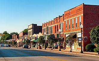 View of a rustic street in Bedford, Ohio. Editorial credit: Kenneth Sponsler / Shutterstock.com