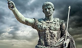 Bronze statue of Emperor Augustus (Gaius Iulius Caesar Octavianus Augustus) who reformed the tax system in Rome, Italy.