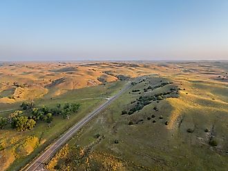  Nebraska Sandhills, summer morning aerial view near Mullen.