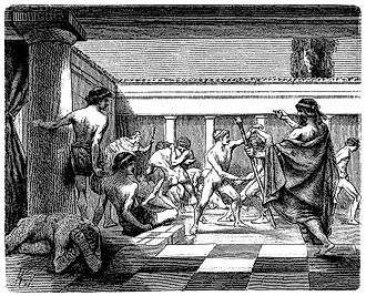 Illustration of a young Spartans Exercising at Sparta