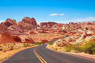 Road through Valley of Fire State Park in Nevada