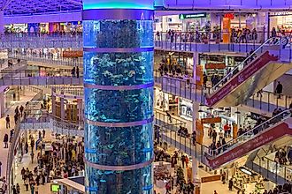 Aviapark in Moscow, Russia features an aquarium home to close to 2,500 specimens of fish. Editorial credit: Gilmanshin / Shutterstock.com