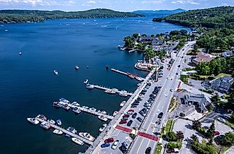 Aerial view of Meredith, New Hampshire.