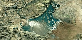 A very nice and colorful image of the Lake Mackay, Australia and surroundings with beautiful desert landscape