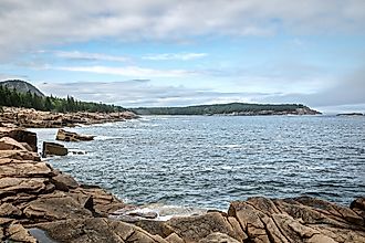 The rocky coastline at Acadia National Park in Hancock County, Maine. 