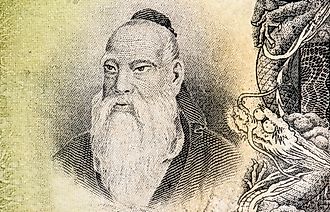 Kongzi or Confucius. Portrait from China 100 Yuan 1938 Banknotes.