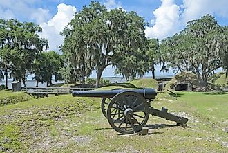 The Civil War Fort McAllister, now a State Historic Park, on the banks of the Ogeechee River just south of Savannah, Georgia.