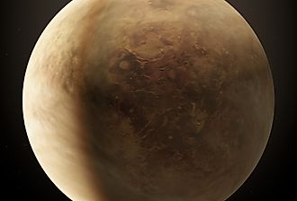 Planet Venus with atmosphere and surface detail, in it's natural color.
