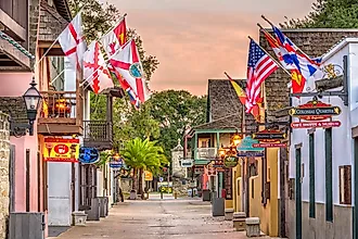 Shops and inns line St. George Street in St. Augustine, Florida. Image credit: Sean Pavone / Shutterstock.com