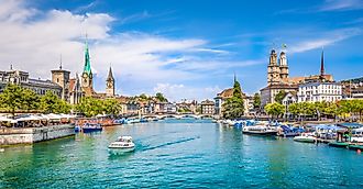 Panoramic view of historic Zurich city center, Switzerland. 