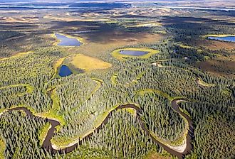 Beautiful aerial landscape of Kobuk Valley National Park in the arctic of Alaska.