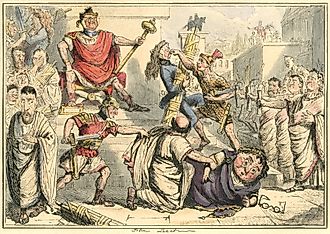 Tarquinius Superbus, proclaiming himself the King of Rome.