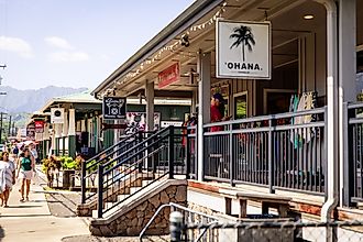 Downtown Hanalei, a beautiful town on the North Shore of the island of Kauai, Hawaii. Editorial credit: bluestork / Shutterstock.com
