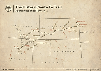 map showing the historic santa fe trail