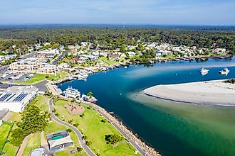 Aerial view of Huskisson, New South Wales.