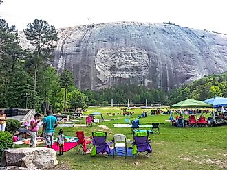 The famous Confederate Memorial Carving at Stone Mountain Park, Georgia. Image credit: Big Joe / Shutterstock.com.