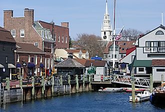 View of Newport City and the old harbor, Rhode Island.