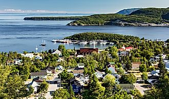 Aerial view of City of Tadoussac, Quebec, Canada.