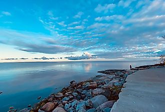 Morning sunrise on Lake of the Woods, Minnesota. Taken at Rocky Point Resort.