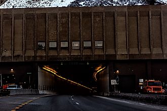 Cars entering the Eisenhower-Johnson Memorial Tunnel, the highest tunnel in the U.S. Editorial credit: Kristi Blokhin / Shutterstock.com