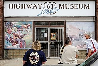 Tourists visit Highway 61 Museum in Leland, Mississippi. Image credit Pierre Jean Durieu via Shutterstock