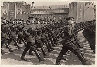 The solemn march of Soviet soldier. Editorial credit: bissig / Shutterstock.com