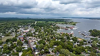 Aerial view of St. Michaels, Maryland.
