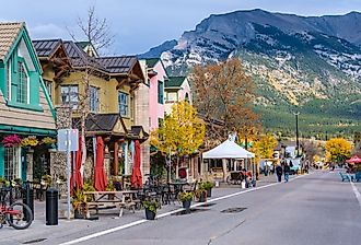 Downtown street in Canmore, Alberta, Canada. Image credit Marc Bruxelle via Shutterstock