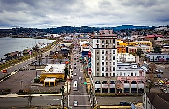 Aerial view of Coos Bay, Oregon.