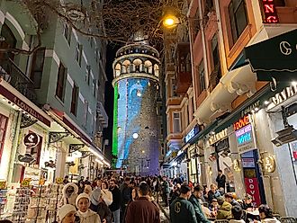 Another crowded evening in the street beneath Galata Tower. Image Credit: Andrew Douglas