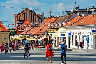 Main street in Croatian town Djakovo. 